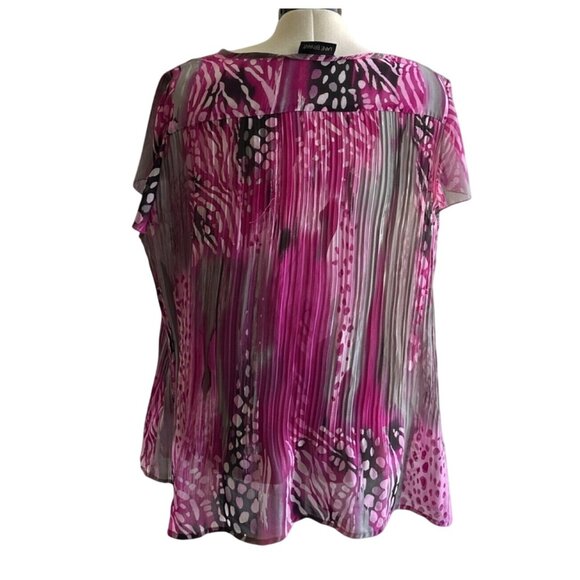 Lane Bryant Size 18/20 Women's Button Down Blouse  Pink/Gray Short Sleeve - Picture 4 of 7